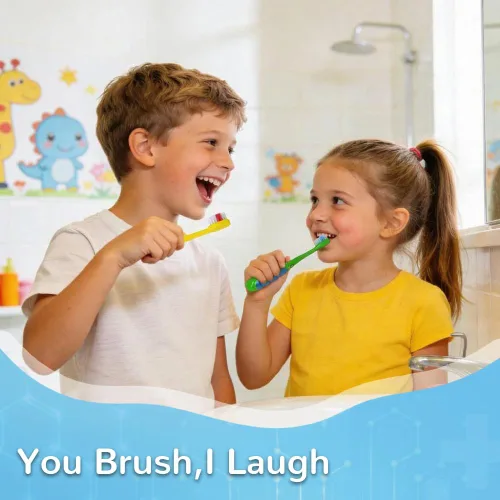 Vista 5 de Lily's Home Cepillo de dientes divertido para niños, cerdas suaves, temporizador de cepillado eléctrico de minutos, premio de dentista lindo niño
