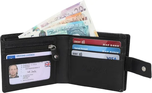 Vista 3 de STARHIDE Cartera de cuero real con cierre RFID para hombre 1180