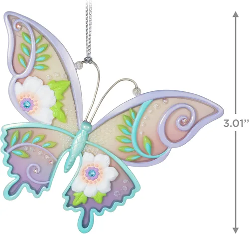 Vista 5 de Hallmark Keepsake Adorno de Navidad, plástico, 2022, mariposas brillantes