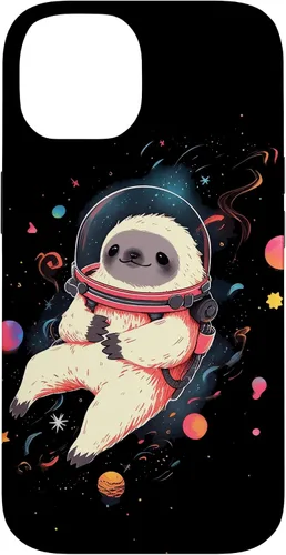 Vista 4 de Sloth Floating in Space Planets Stars Sloth Lover Case for iPhone 16