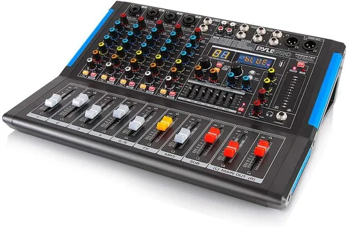 Vista 8 de Pyle - Mezclador de audio de estudio Bluetooth de 4 canales - Interfaz controladora de sonido DJ con unidad USB para entrada de grabación de PC