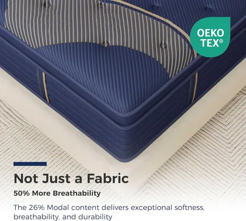 Vista 4 de FATHOM Colchón híbrido de tamaño matrimonial de 14 pulgadas con funda modal transpirable, espuma viscoelástica de gel refrescante y resortes