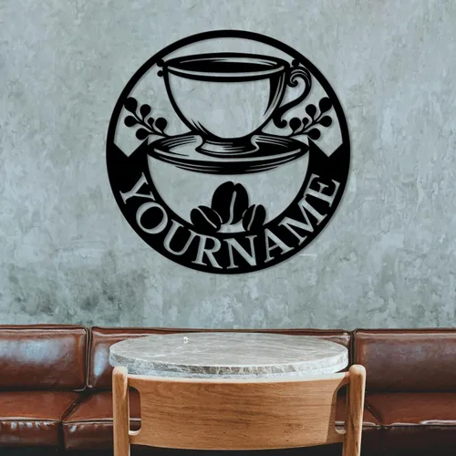 Vista 3 de Letreros metálicos con nombre de barra de café personalizados, letrero de metal de la casa de café soldado, letreros de cobertizo personalizados