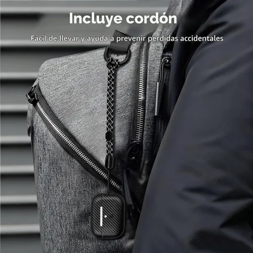 Vista 6 de MONOCARBON Funda de fibra de carbono forjada real para AirPods Pro 3, cubierta dura protectora delgada con cordón, compatible con MagSafe