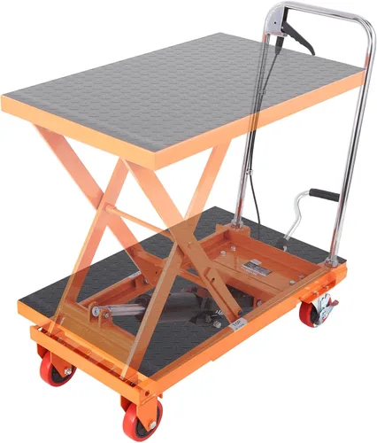 Vista 17 de VEVOR Carro de mesa de elevación hidráulica, capacidad de 500 libras, altura de elevación de 28.5 pulgadas, mesa de elevación manual de tijera