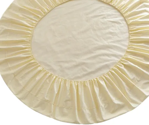 Vista 3 de homozy Cubierta de cama ajustable de cama redonda de color sólido para el hogar del hotel, beige