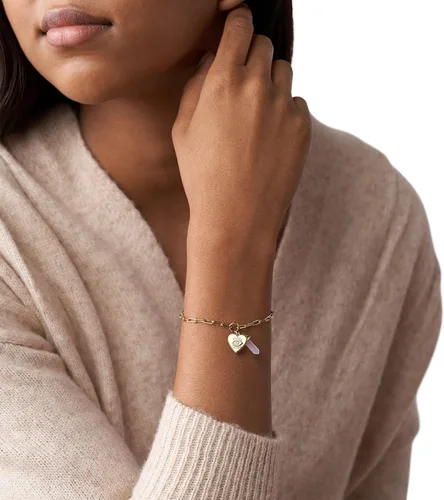 Vista 3 de Fossil - Pulsera de acero inoxidable para mujer color oro rosa