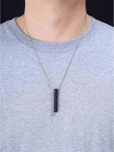 Vista 3 de COAI Collares con colgante de piedra de barra Yin Yang para parejas Piedra