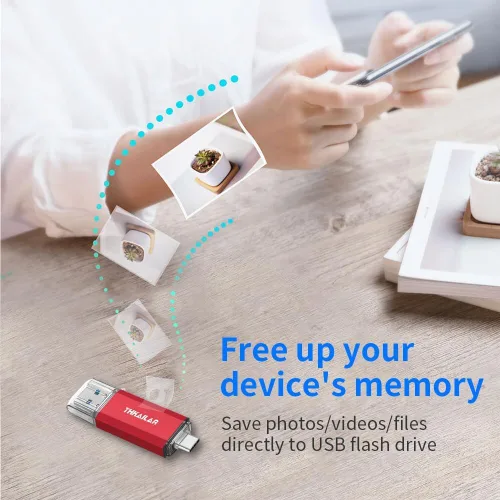 Vista 4 de Thkailar Unidad USB C de 128 GB, unidad USB 3.0 rápida de 120 MB/s para iPhone 15, MacBook, Android y PC, unidad flash tipo C de doble conector