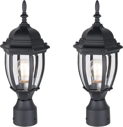 Vista 8 de LIT-PaTH Farol de poste de iluminación para exteriores, base mediana E26 máx. 60 W, carcasa de aluminio más vidrio, acabado blanco mate, paquete de 1
