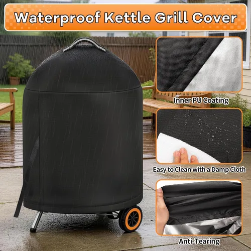 Vista 5 de i COVER Funda para parrilla Weber de 22 pulgadas, cubierta impermeable para parrillas Weber Char-Broil de 22 pulgadas, cubierta de barbacoa