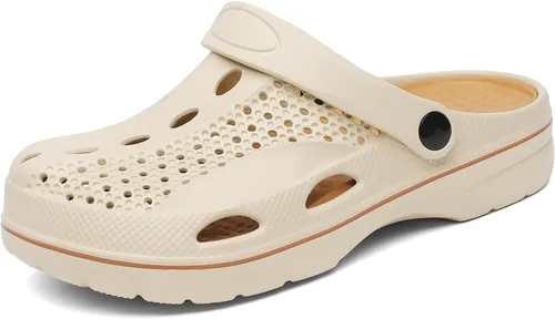 Vista 5 de VZQ Zuecos con soporte de arco para mujeres y hombres, zapatos de jardín para exteriores, sandalias de playa con fascitis plantar, plantillas
