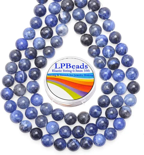 Vista 25 de LPBeads 100 Cuentas de 8mm Cuentas Redondas Naturales de Chakra, Cuentas Sueltas de Piedra Preciosa Redondas para Hacer Joyas con Cordón Elástico
