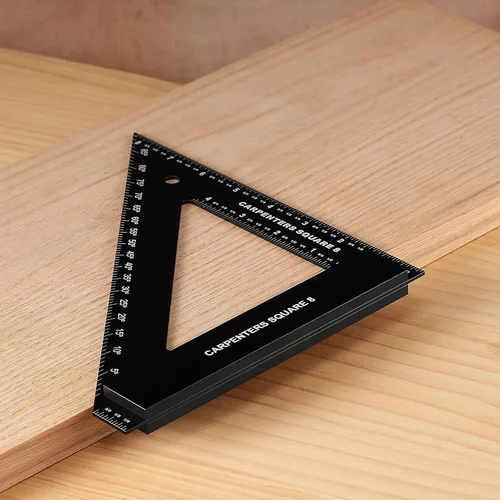 Vista 2 de Miter Square de 8 pulgadas – Herramienta de diseño de precisión de aluminio CNC para marcado de ángulo de 45° y 90° en ebanistería, marcos