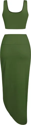 Vista 2 de ZAFUL Falda de 2 piezas para mujer con camiseta sin mangas, falda torcida de alta luz, vestido ajustado para fiesta, club, salida nocturna, cóctel