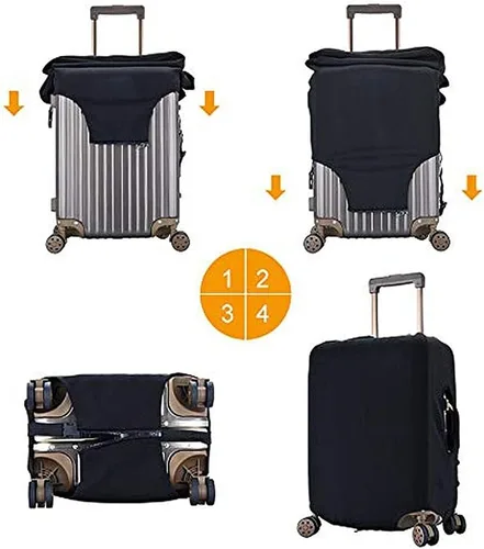 Vista 4 de Funda protectora para equipaje de viaje, color gris infinito, funda protectora lavable para maleta de 25 a 28 pulgadas L