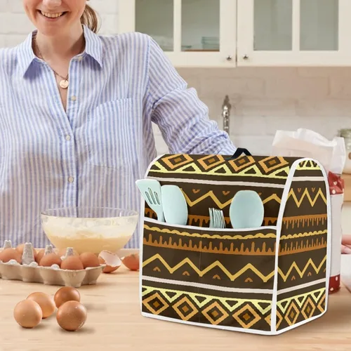 Vista 4 de Veniyate Funda para mezclador de soporte de impresión étnica tribal africana compatible con 5-8 cuartos de galón para ayuda de cocina, cubierta a