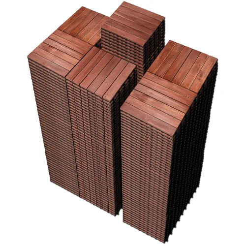 Vista 30 de PrimeZone - 9 azulejos entrelazados de madera de acacia sólida para terraza, patio, 12 x 12 pulgadas, impermeables, para interiores y exteriores