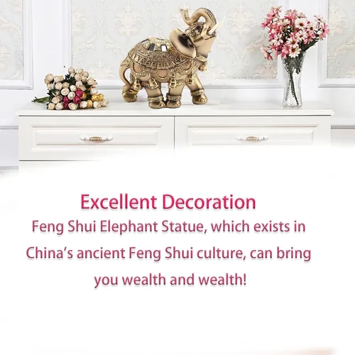 Vista 6 de Yitengteng Elegante escultura de elefante de la suerte de Feng Shui de resina, figuras de elefante para decoración del hogar, regalos