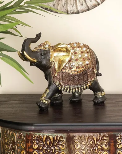 Vista 3 de Deco 97 Deco 79 - Escultura ecléctica de elefante de Polystone, 10 x 4 x 9 pulgadas, marrón (paquete de 6)