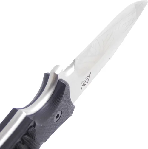 Vista 5 de Masalong Cuchillo de caza de hoja fija, hoja de borde recto, supervivencia extrema D2 acero y funda