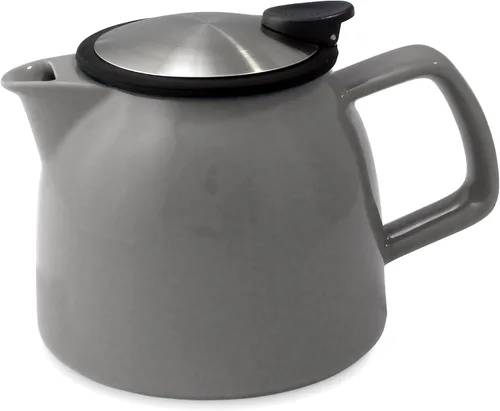 Vista 6 de FORLIFE Bell - Tetera de cerámica con infusor de cesta, 26 onzas/26.0 fl oz, grafito negro