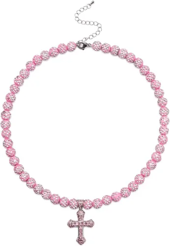 Vista 9 de Collar de béisbol – Collar de colección de hielo con cuentas de arcilla brillante con purpurina para hombres y niños, regalos geniales