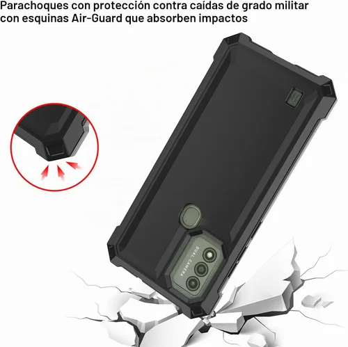 Vista 4 de Ailiber Funda para teléfono Wiko Voix, doble capa, protector de pantalla Esquinas Air-Guard y negro
