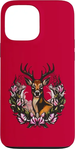Vista 22 de Arkansas Deer with Antlers and Apple Blossom Tattoo Art Case for iPhone 17
