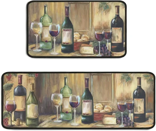 Vista 11 de Juego de 2 alfombras de cocina de mal de ojo, psicodélicas, antideslizantes, impermeables, cómodas, para decoración del hogar, sala de estar, 17 x