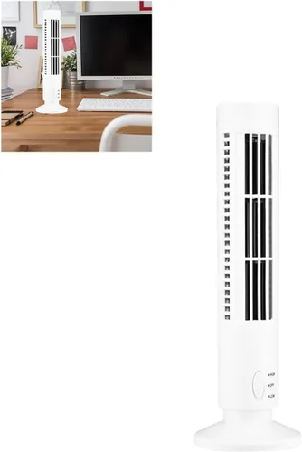 Vista 4 de Yosoo Mini Desktop Tower Fan Portable USB Bladeless Fan 2 Speeds Quiet Cooling with Remote Control for Bedroom Office Home (White)
