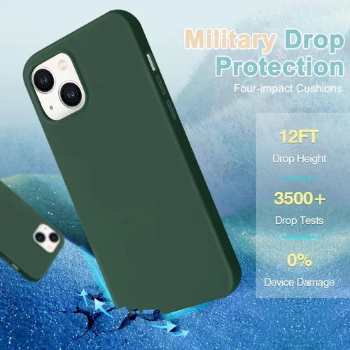 Vista 5 de Fingic Funda para iPhone 13 [5 en 1 con 1 protector de pantalla + 1 protector de lente de cámara] Cojín de forro de microfibra de silicona líquida