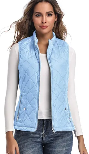 Vista 5 de Chaleco para exteriores de mujer chaleco acolchado ligero con cremallera y cuello alto