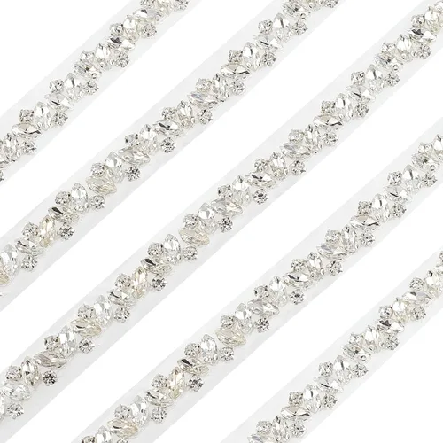Vista 16 de FINGERINSPIRE 12 diamantes de imitación de cristal en forma de hoja - 6 estilos de apliques de cristal brillante con fijación en caliente, hojas 12