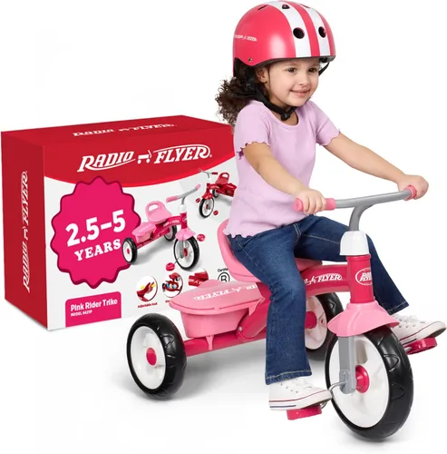 Vista 8 de Radio Flyer Triciclo Red Rider para edades de 2.5 a 5 años, bicicleta de tres ruedas para niños pequeños, triciclo para niños, juguete de montar al