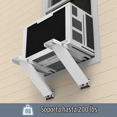 Vista 4 de Flamorrow Soporte de aire acondicionado de ventana, soporte de aire acondicionado resistente con 2 brazos, soporte universal de CA para ventana