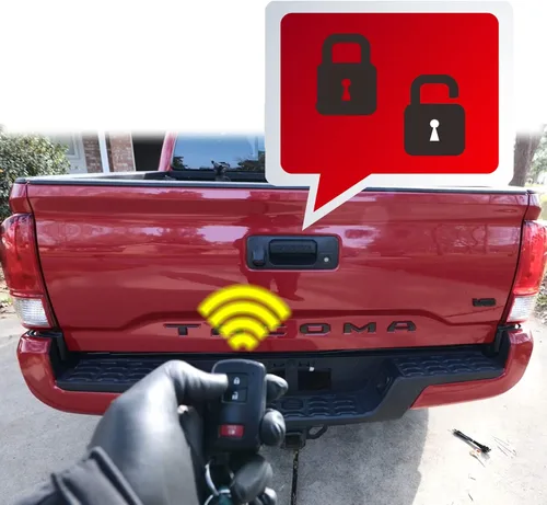 Vista 7 de Cerradura antirrobo para portón trasero compatible con Toyota Tacoma 2016-2023 Cerradura de puerta trasera con llaves hechas de aleación de zinc