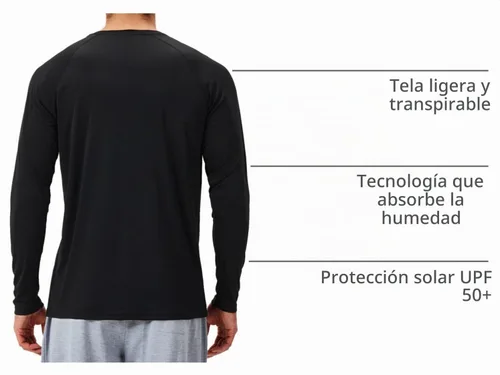 Vista 4 de NAVISKIN Camisas de protección solar UPF 50+ para hombre, de manga larga, de secado rápido, ligeras Negro