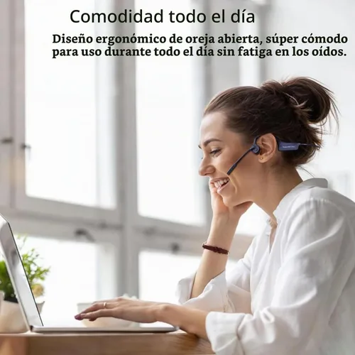 Vista 5 de Auriculares de conducción ósea Bluetooth con micrófono Auriculares inalámbricos Auriculares inalámbricos con cancelación de ruido Auriculares