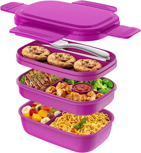 Vista 9 de HOMETALL Caja Bento para Adultos, Envases de Almuerzo para Hombres y Mujeres con 8 Compartimentos, Envases de Almuerzo con Utensilios, 1900ML/51 OZ