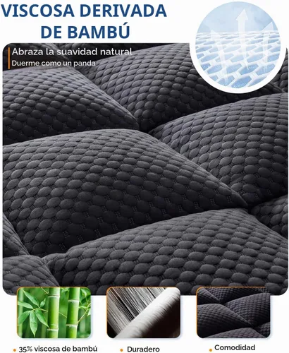 Vista 2 de BEDELITE Cubrecolchón de espuma viscoelástica de doble capa de 4 pulgadas, tamaño individual, funda de colchón suave de 2 pulgadas y espuma