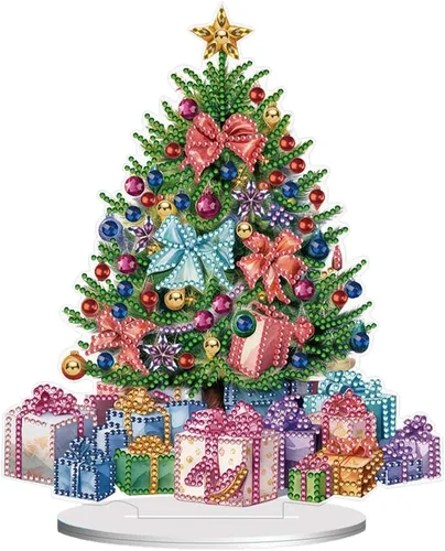 Vista 12 de Kits de Pintura de Diamante de Árbol de Navidad de Orgone Adornos de Escritorio para Adultos - Pintura de Arte de Diamante con Pintura Acrílica por