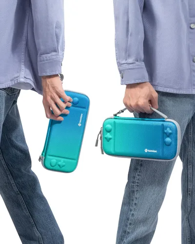 Vista 5 de tomtoc Funda de transporte delgada para Nintendo Switch modelo OLED funda protectora para interruptor con 10 cartuchos de juego funda de viaje