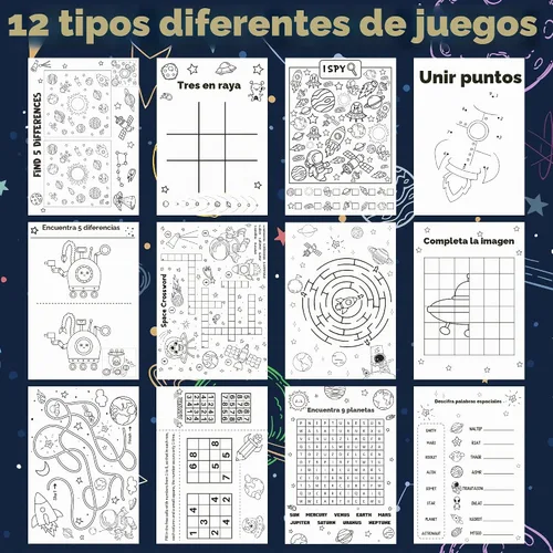 Vista 3 de Libros de actividades espaciales a granel Mini juegos para colorear