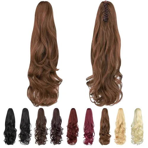 Vista 10 de extensión de cola de caballo, extensión de pelo con pinza de 12" cola de caballo rizada corta Extensión de pelo sintético de aspecto natural