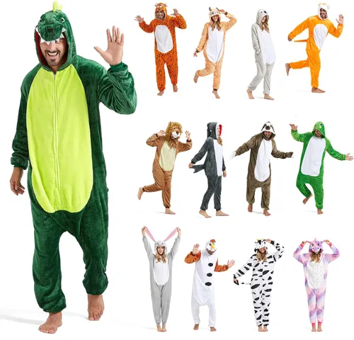 Vista 7 de SISKIN Pijama de animal para adultos, disfraces de Halloween para mujeres, hombres, parejas, pijamas de Halloween, cosplay, mameluco de animales