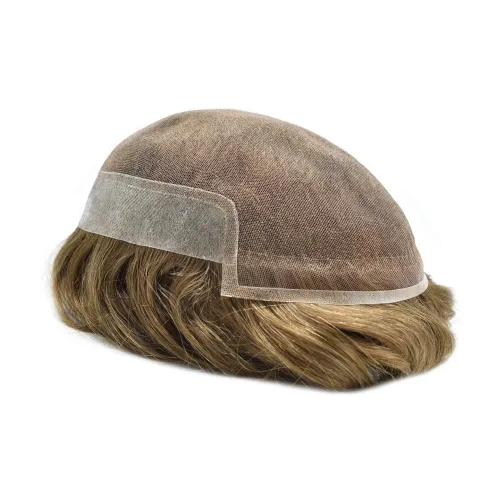 Vista 18 de Tupé para hombre Remy pieza de cabello humano para hombres encaje tupé para hombres nudo blanqueado sistema de reemplazo de cabello para hombre #1