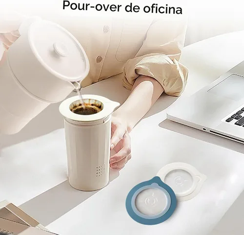 Vista 6 de Gotero portátil para verter sobre café, filtro de café reutilizable, cafetera para camping, cafetera de viaje (50, azul)