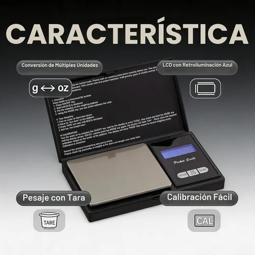 Vista 3 de Báscula digital de bolsillo para cocina, 1.76 oz por 0.00 oz (batería incluida)