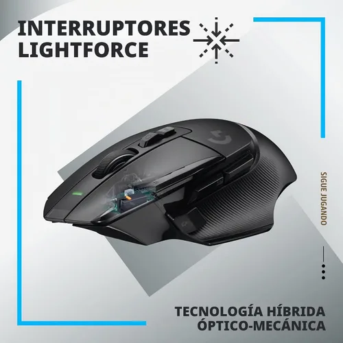 Vista 2 de Logitech G 502 X Lightspeed - Mouse inalámbrico para juegos + alfombrilla de mouse de carga inalámbrica Powerplay 2, color negro